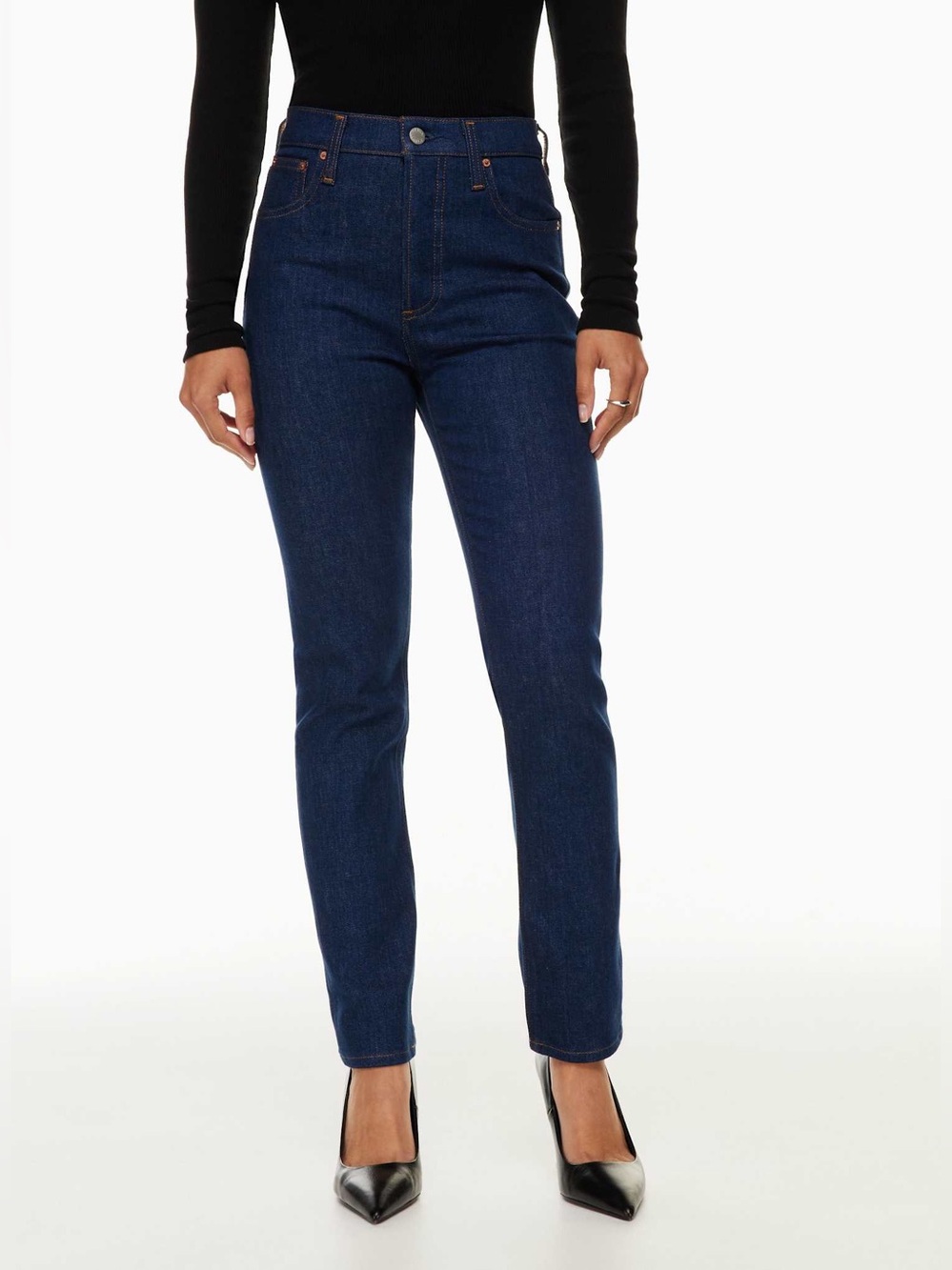 Aritzia Denim Forum Yoko High Rise‎ Slim 28L Jeans Womens 27 Dark Indigo